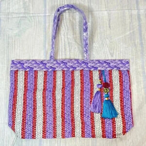 New Estée Lauder beauty pattern Large Tote Beach‎ shopper Bag (Only Bag ) Purple